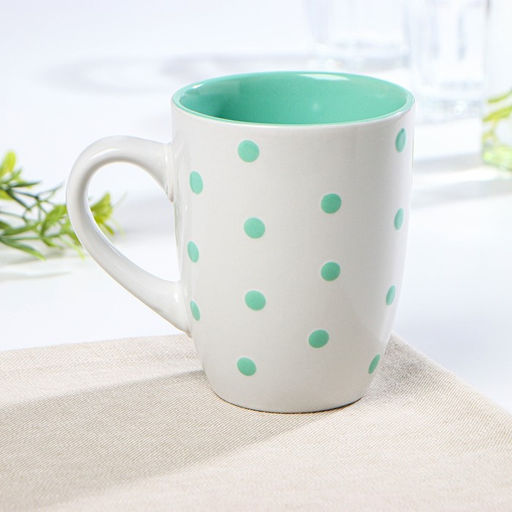 Кружка керамическая Доляна Горох, 340 мл, цвет мятный  фото 2