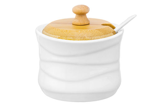 Баночка д/специй 250 мл 9,5*9*9,5 см "Айсберг волны" + ложка + дерев. крышка