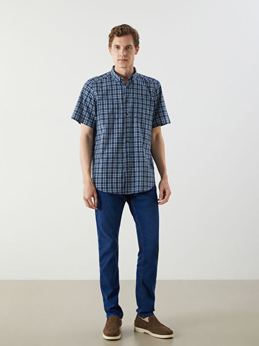 Regular Fit K?sa Kollu Ekose Erkek G?mlek