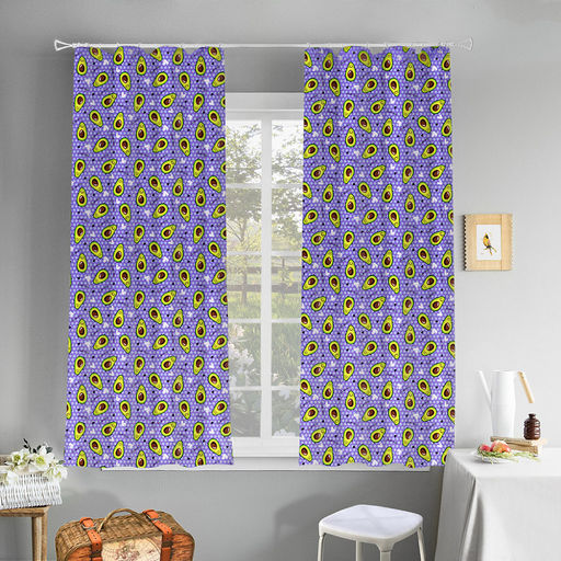 Шторы для кухни, 2шт 148х160см "Авокадо, вид 2/2", на шторной ленте, рогожка (хлопок 100%) 171г/м2, упаковка классическая, пакет ПВХ 32х41см, "Домашняя мода" (Россия)