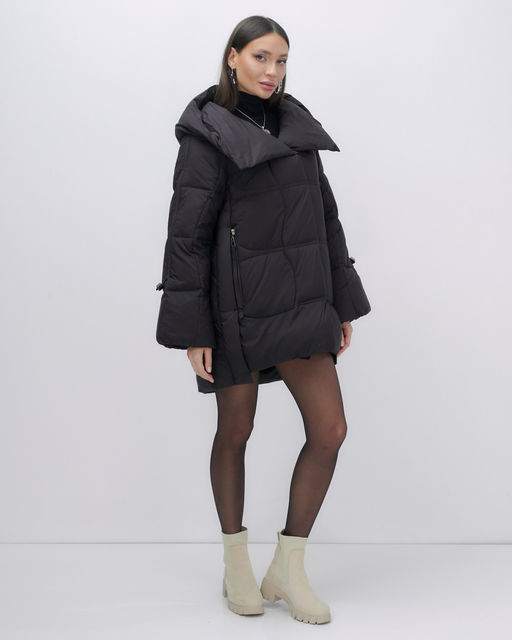 Куртка зимняя женская с большим капюшоном модная черного цвета 7739Ch - Visdeer фото 18