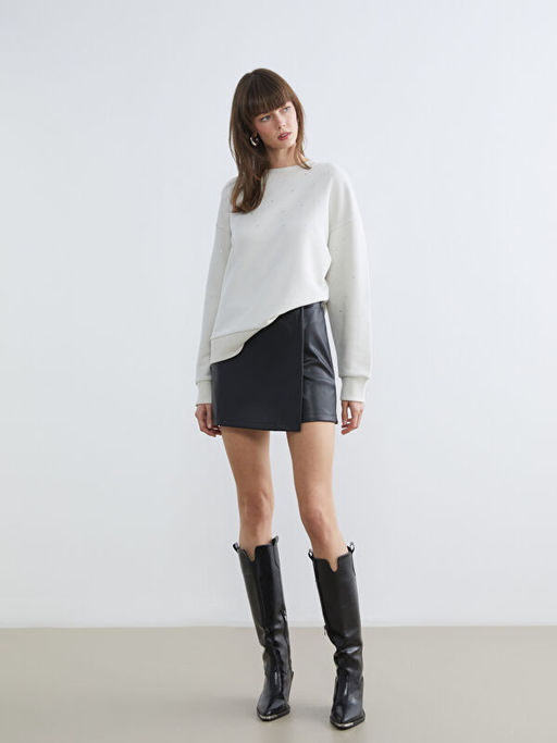 Beli Fermuarl? Deri G?r?n?ml? ?ort Etek