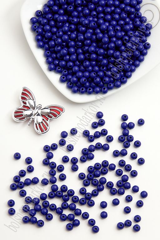 Бусинки пластиковые 6 мм*500 гр (SF-2507) темно-синий №35