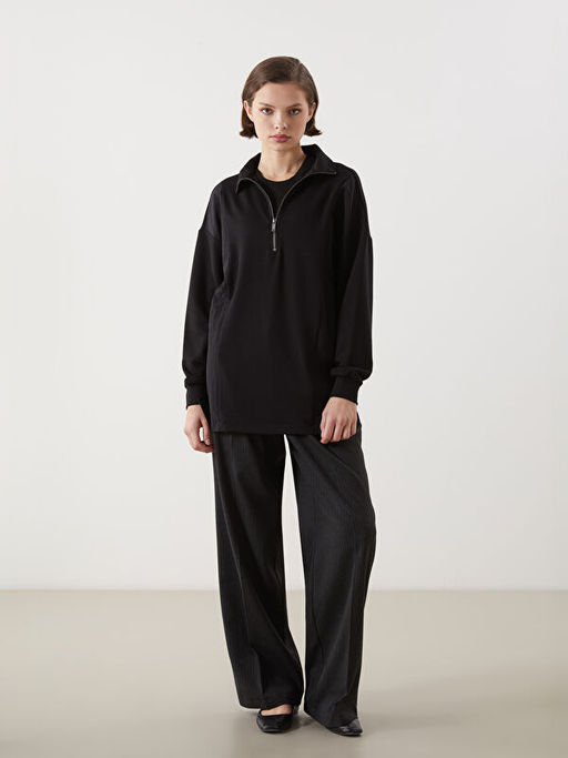 Dik Yaka Oversize Kad?n Sweatshirt