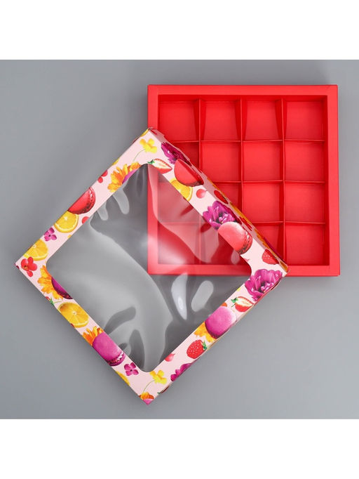 Цена за 5 шт. Коробка под 16 конфет With love, 18.9 х 18.9 х 3.8 см - Дарите счастье фото 4