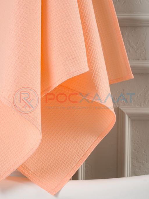 Однотонное вафельное полотенце нежно-персиковое  ПВ-01 (17) 40х70