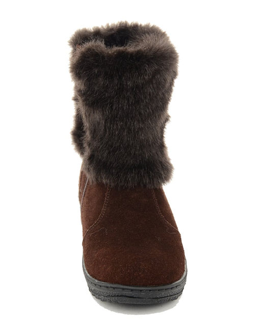 Унты женские на литой подошве. Коричн., Мех "норка" коричн. Короткие. Молния