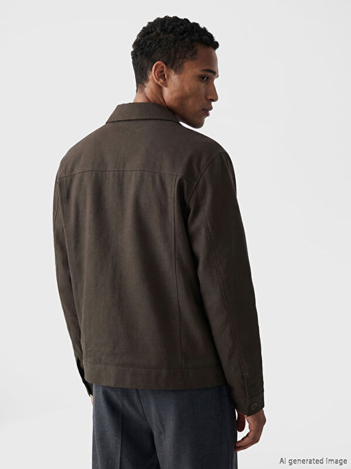 Loose Fit G?mlek Yaka Erkek Mont