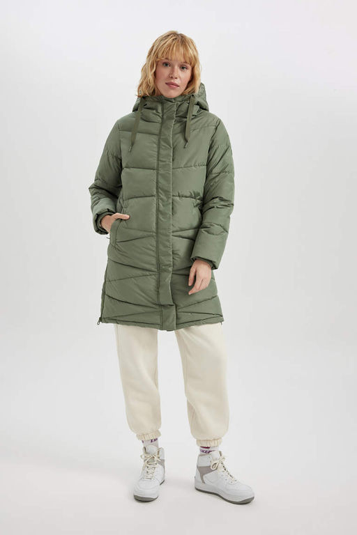 Водоотталкивающая парка DeFactoFit стандартного кроя из шелковой ткани с капюшоном  фото 2