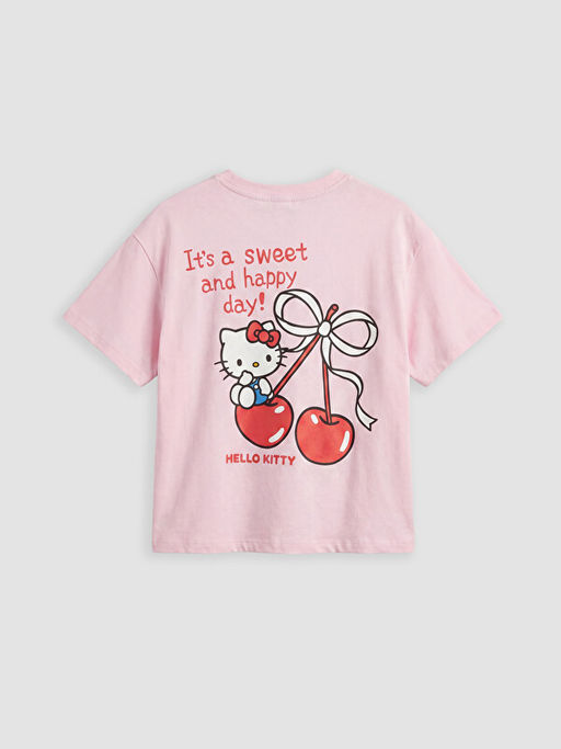 Bisiklet Yaka Hello Kitty Bask?l? K?z ?ocuk Ti??rt
