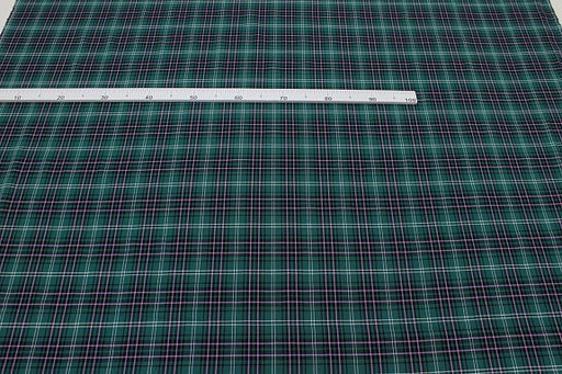 Фуле Клетка цв.т.опаловый зеленый/сиренево-розовый, ш.1.45м, хлопок-100%, 130гр/м.кв - Купава фото 3
