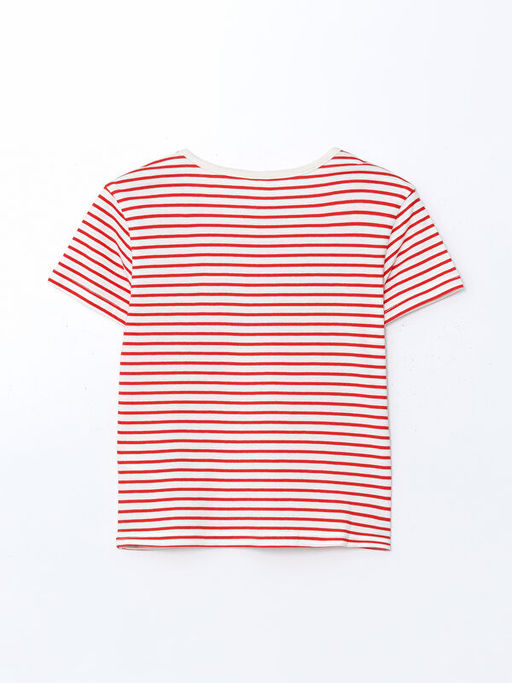 Bisiklet Yaka ?izgili K?z ?ocuk Ti??rt