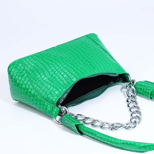 Сумка-багет на молнии, цвет зелёный - Simaland фото 5