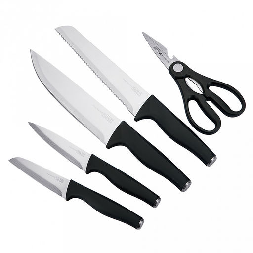 Набор ножей Linea Tallone 6 предметов, нержавеющая сталь с двухсторонней заточкой, ручка из полипропилена с покрытием soft-touch, на подставке, черный, в цветной коробке, Regent (Китай) - Домашняя мода фото 2