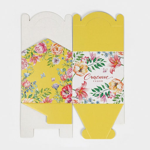 Цена за 5 шт. Коробка кондитерская с окном, сундук, упаковка, «Акварельные цветы» 20×20×20 см