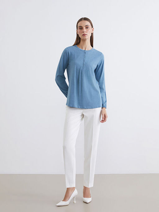 Bisiklet Yaka Nak??l? Bluz