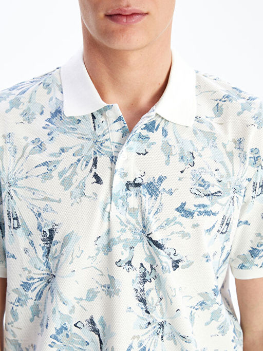 Polo Yaka K?sa Kollu Desenli Erkek Ti??rt