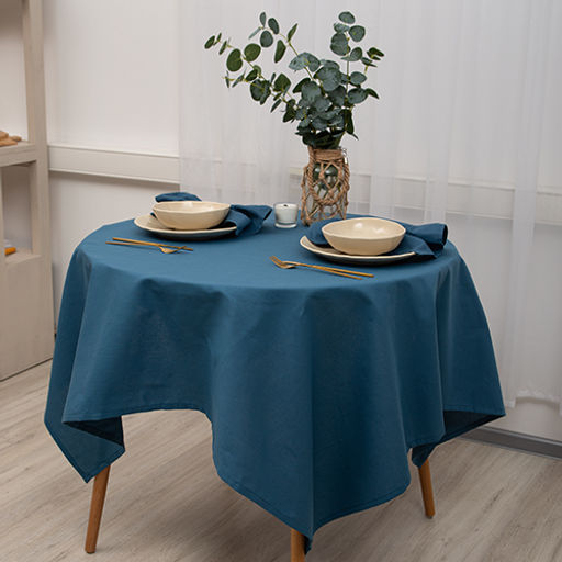 Скатерть декоративная Цвет Эмоций 145х145, саржа, 100% хлопок, Голубая сталь 145х145 - Традиция фото 5