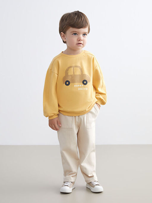 Bask?l? Erkek Bebek Sweatshirt ve E?ofman Alt 2li