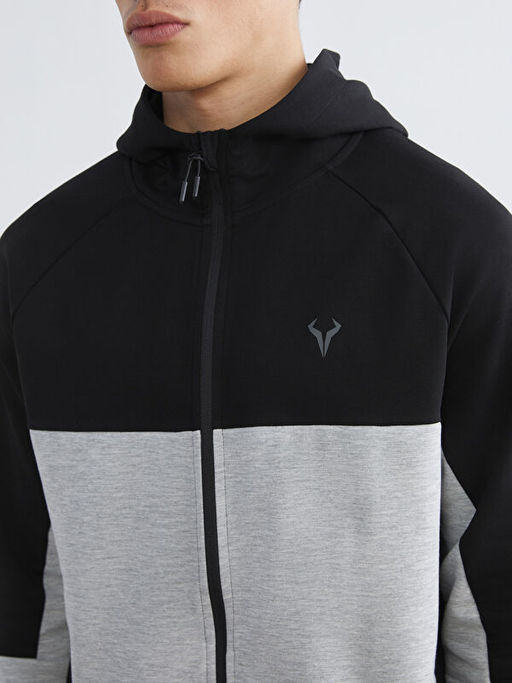 Kap??onlu Uzun Kollu Erkek Fermuarl? Sweatshirt