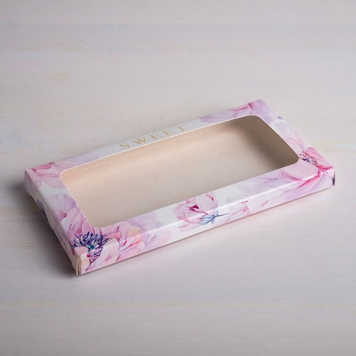 Цена за 5 шт. Коробка для шоколада, кондитерская упаковка с окном, Sweet, 17.3?8.8?1.5 см