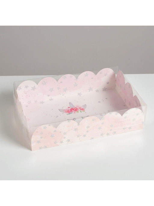 Цена за 5 шт. Коробка для печенья, кондитерская упаковка с пластиковой крышкой, «Чудесных мгновений», 20×30×8 см