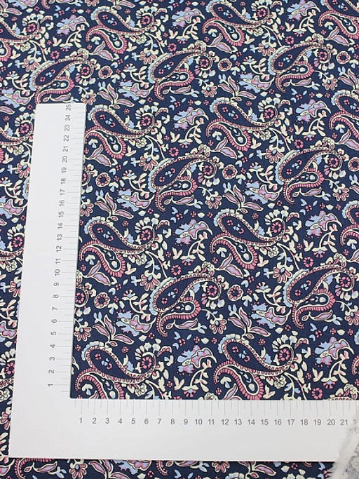 Импорт. хлопок Мерида цв.розовый/чернильно-синий, ш.1.48 м, хл-100%, 100гр/м.кв - Купава фото 3