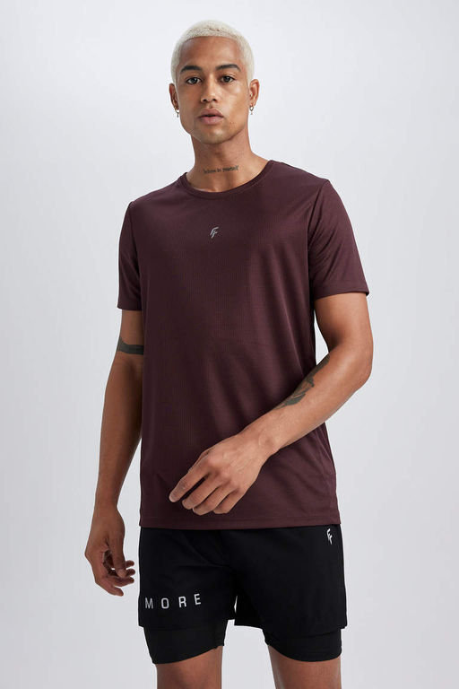 DeFactoFit Спортивная футболка узкого кроя с круглым вырезом и короткими рукавами с принтом  фото 4