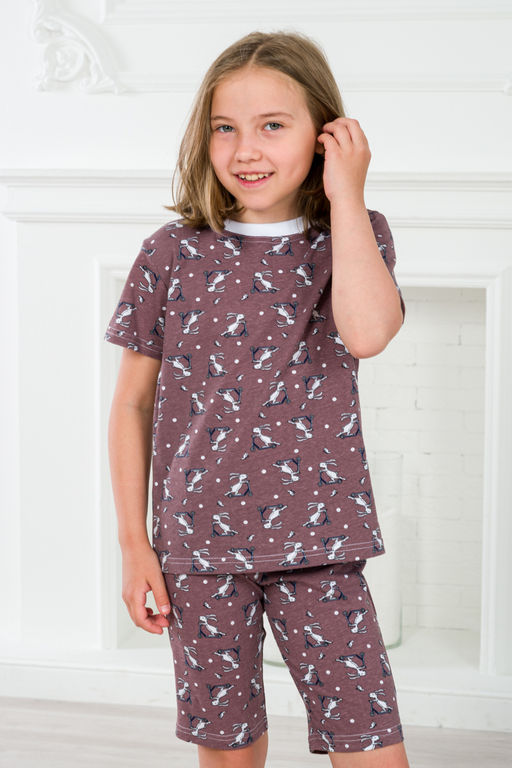 Пижама детская из футболки и бридж из кулирки Зайцы