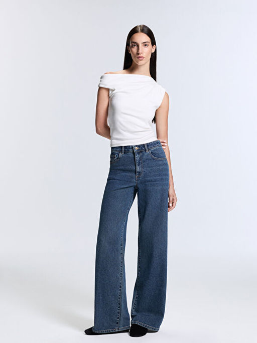 Wideleg Kad?n Jean Pantolon