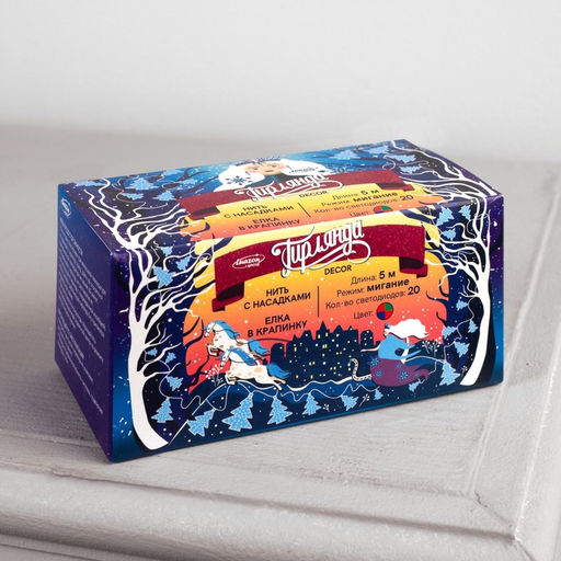 Гирлянда Нить 5 м с насадками Ёлка в крапинку, IP20, прозрачная нить, 20 LED, свечение мульти (RG/RB), мигание, 220 В - Luazon lighting фото 5