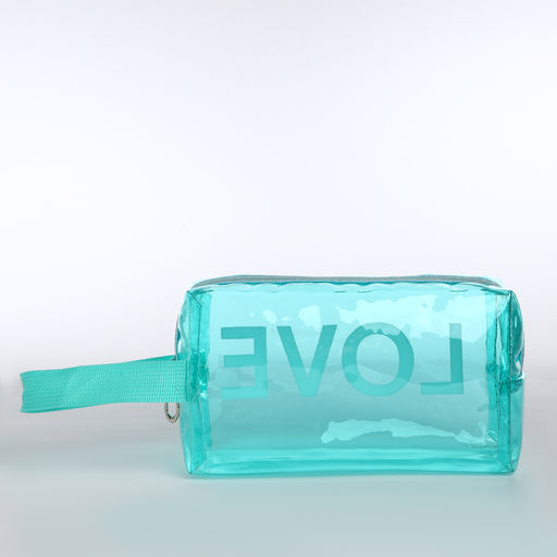 Косметичка ПВХ L-б/н LOVE, 19*8*11, отд на молнии, зеленый - Simaland фото 2