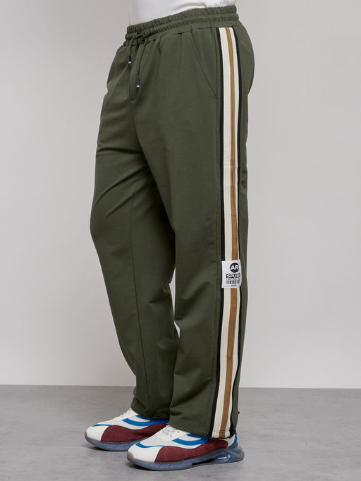 Широкие спортивные штаны трикотажные мужские цвета хаки 12903Kh - Mtforce фото 10