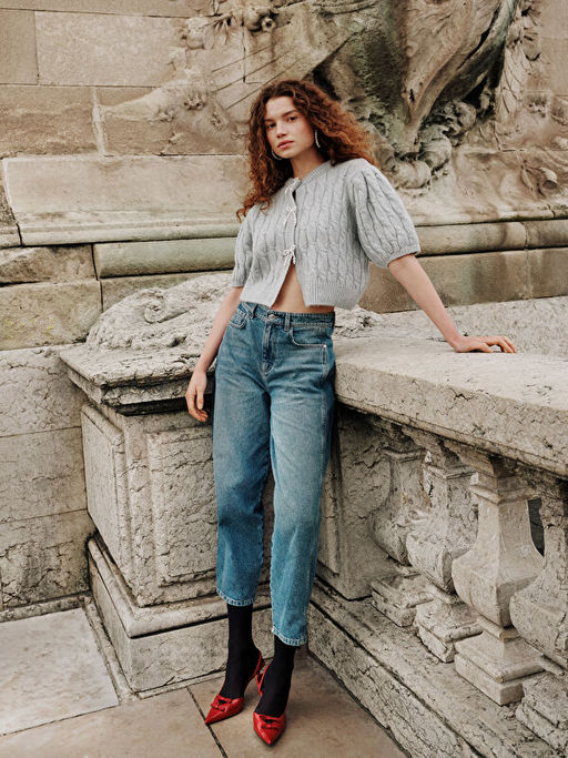 Kurdele Detayl? Balon Kollu Prenses Kazak