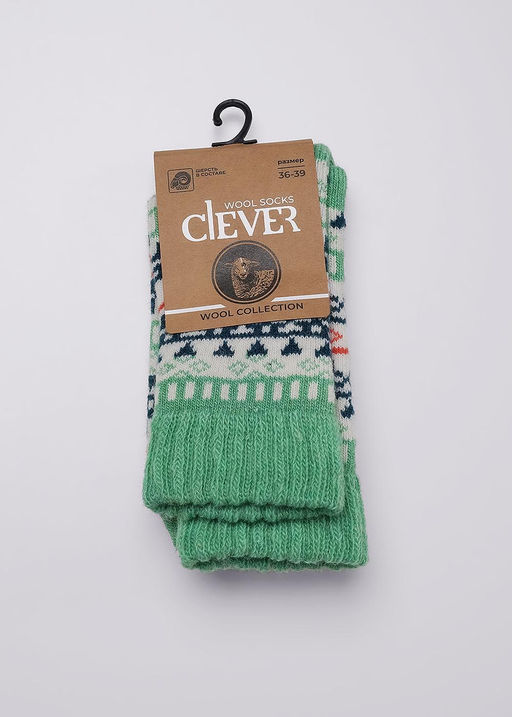 CLE Носки жен.BM778т шерсть орнамент зелёный - Clever wear фото 5