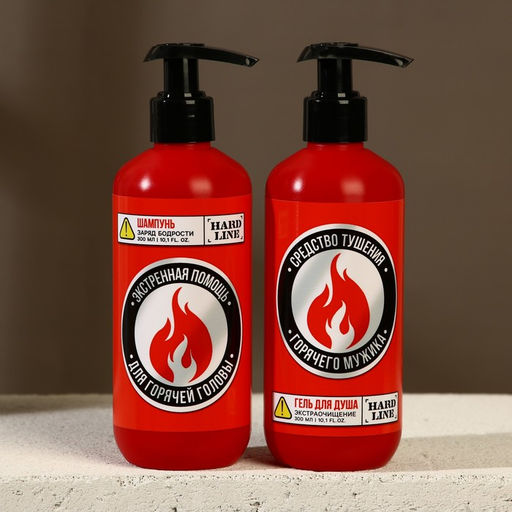 Подарочный набор косметики Незаменимый чистый запас, гель для душа, шампунь для волос, 2?300 мл и мочалка для тела, HARD LINE