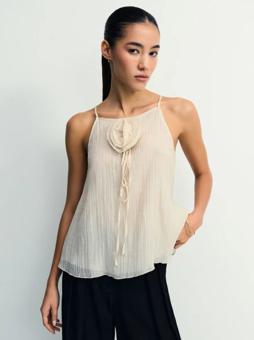 Блуза из тенселя с цветком / Zarina