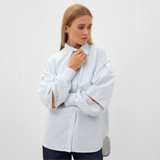 Рубашка женская в полоску MINAKU: Casual Collection, размер 44, белая