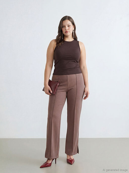 Dar Fit Pa?as? Y?rtma?l? Kad?n Pantolon