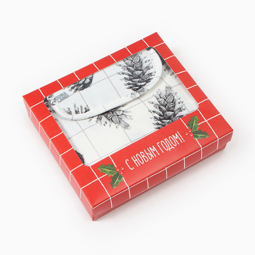 Набор подарочный новогодний «Этель» Merry Christmas: полотенце 40×73 см, прихватка 19×19 см, фартук 60×70 см