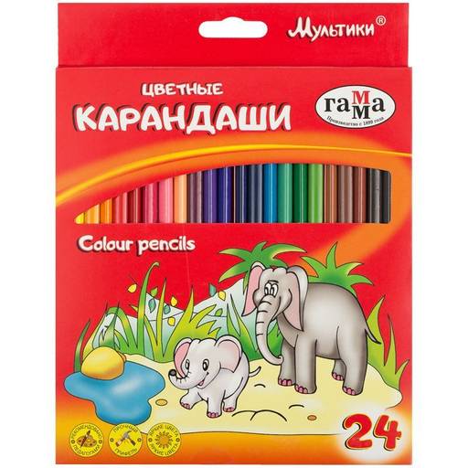 Карандаши ГАММА "Мультики" 24цв. (050918_09) трехгранные