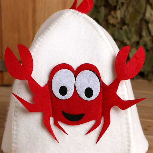 Шапка для бани и сауны, с аппликацией «Крабик», полиэфир 70%, шерсть 30%, детская