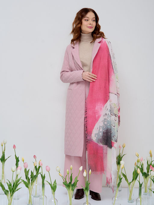 Большой, красивый палантин с бахромой. Хлопок 65% Вискоза 35%Рисунок нанесен вручную - Tantino фото 2