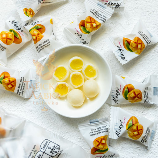МОЛОЧНЫЕ ИРИСКИ С ЖЕЛЕЙНОЙ НАЧИНКОЙ МАНГО FRU TI MI, 320 гр
