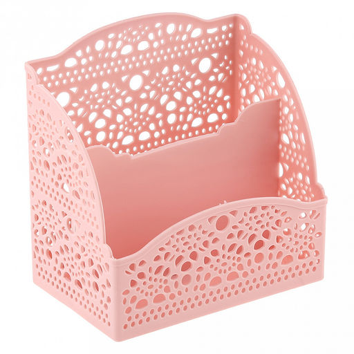 "Домашняя мода" Корзина пластмассовая для хранения "Узоры" 8х13,3см h13см, розовые лепестки (Китай)
