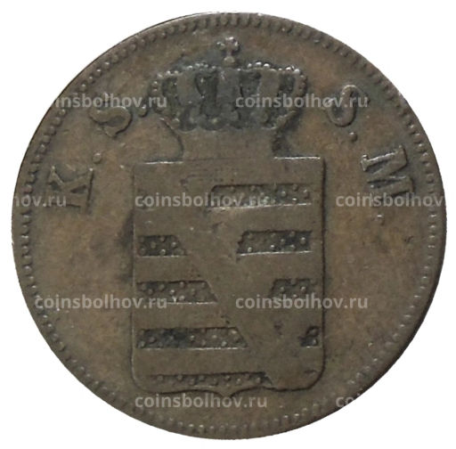Монета 2 пфеннига 1856 года F Германские государства  Саксония