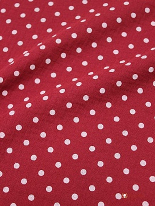 Муслин двухслойный с эф.жатости Горох на бордово-красном, ш.1.4м, хлопок-100%, 120гр/м.кв