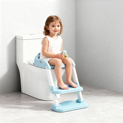 Детская накладка на унитаз со ступенькой (голубой)