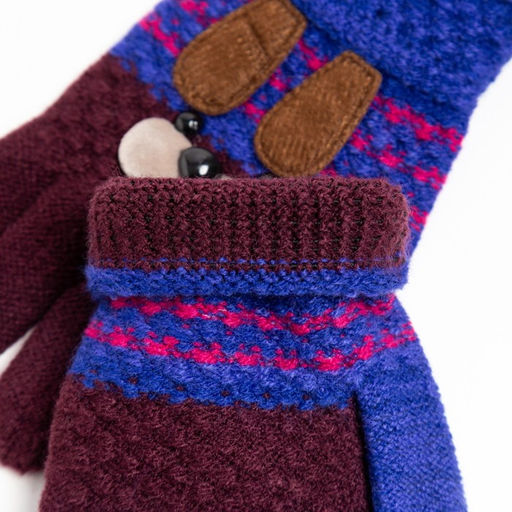 Перчатки детские, цвет бордовый/синий, размер 15 (6-7 лет) - Rossini фото 3