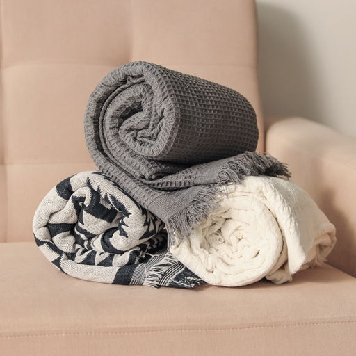 Плед с бахромой «Этель. Этника», 130×180 см, серый